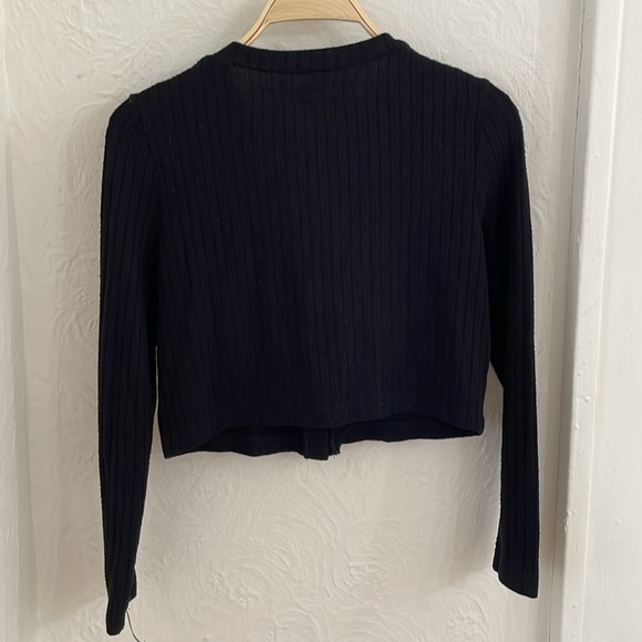 ENZA COSTA Women's Sweater Rib Cropped Cardigan in Black - Picture 6 of 6